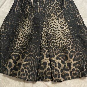 Rena Lange Black and Tan A-Line Pleated Skirt